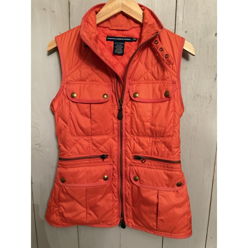 Vtg Polo Sport Ralph Lauren Down‎ Puffer Vest Cargo S Hunting Trooper Equestrian